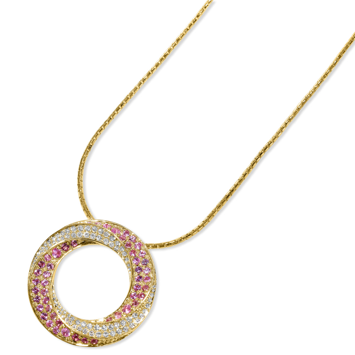 14k Pink Sapphire Diamond Necklace