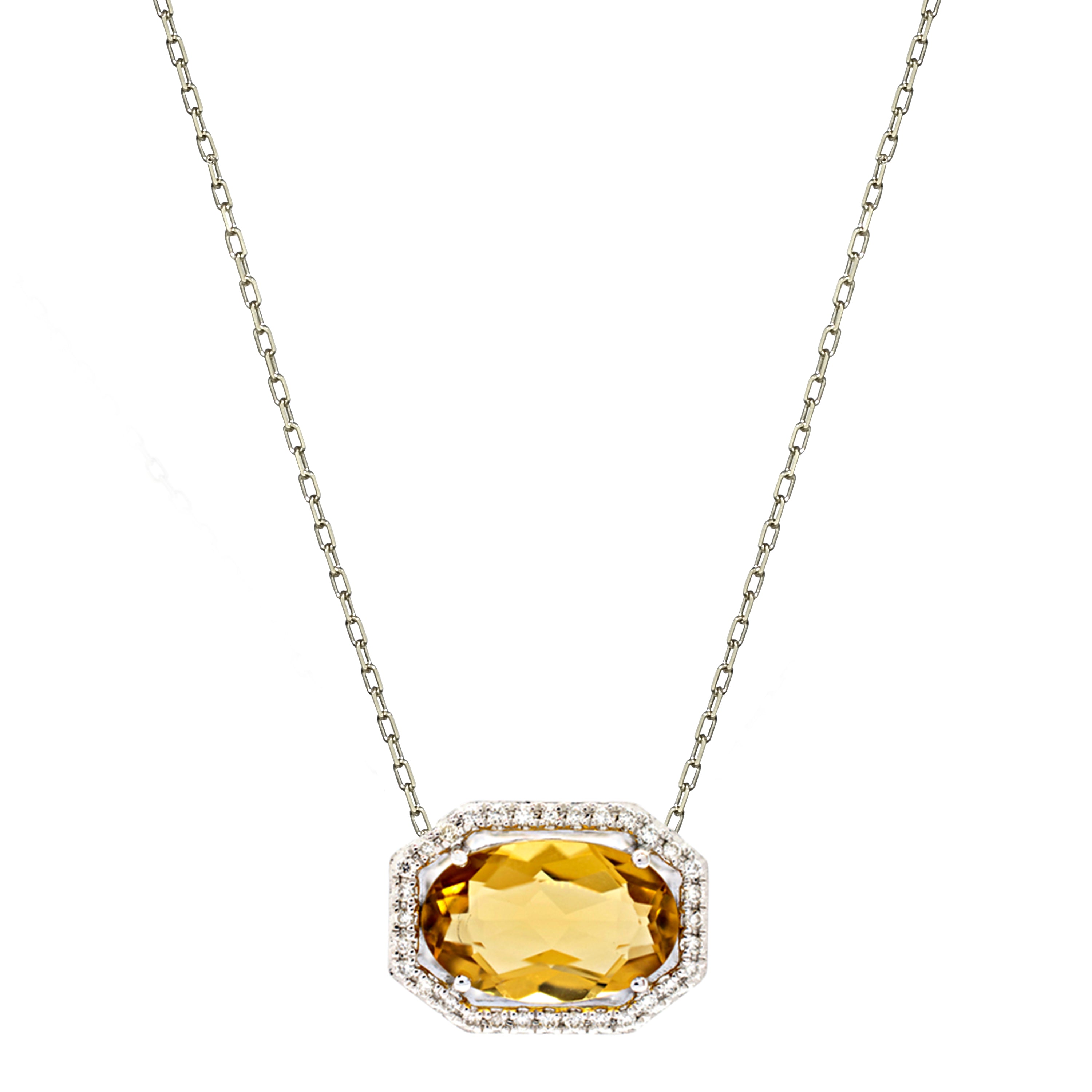 14k Champagne Quartz Diamond 0.63ct Necklace