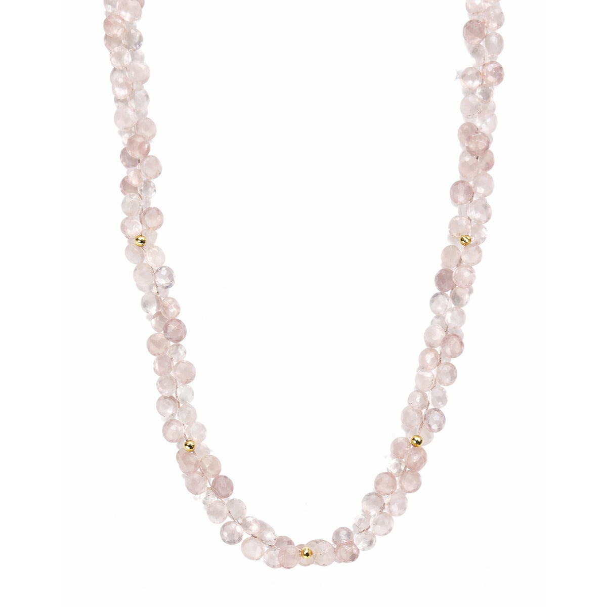 14k Rose Quartz Cluster Necklace
