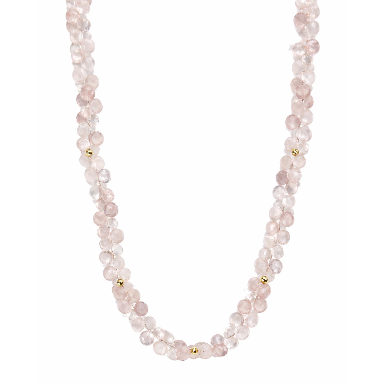 14k Rose Quartz Cluster Necklace