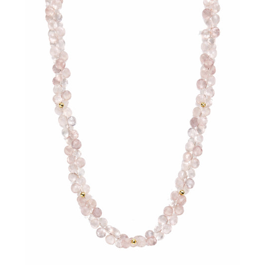 14k Rose Quartz Cluster Necklace
