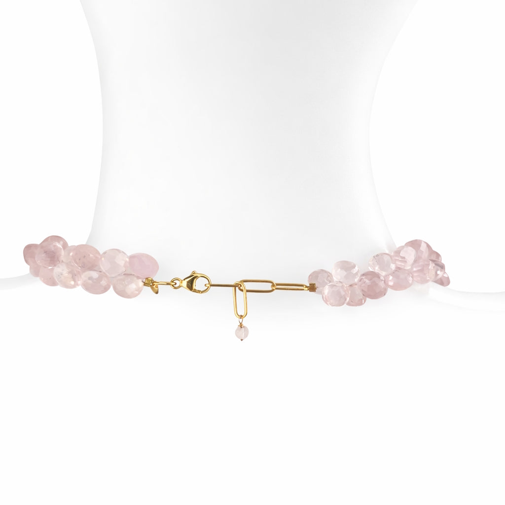 14k Rose Quartz Cluster Necklace