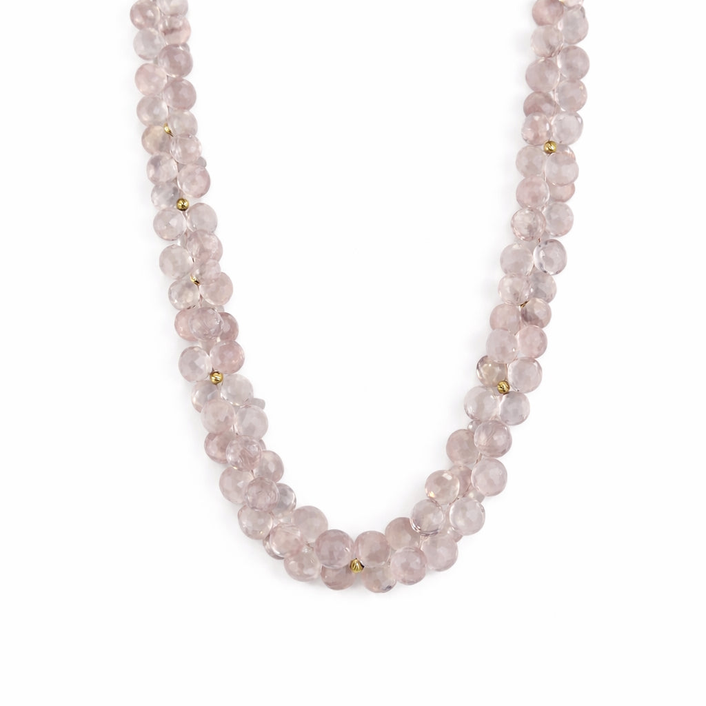14k Rose Quartz Cluster Necklace