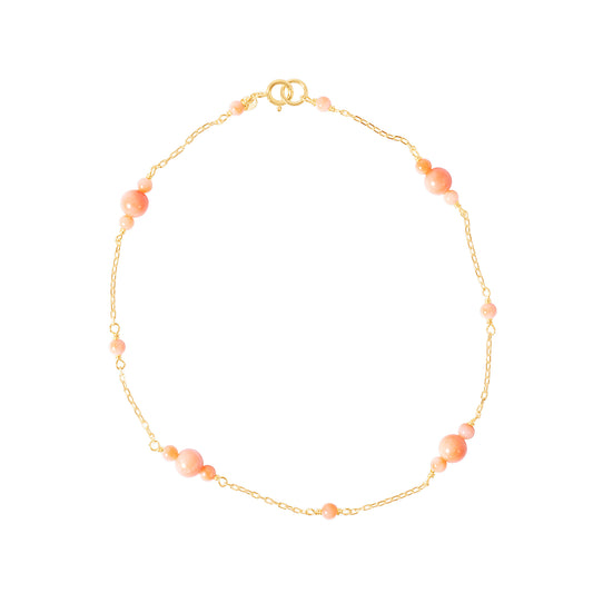 14k Pink Coral Station Anklet 9.5"