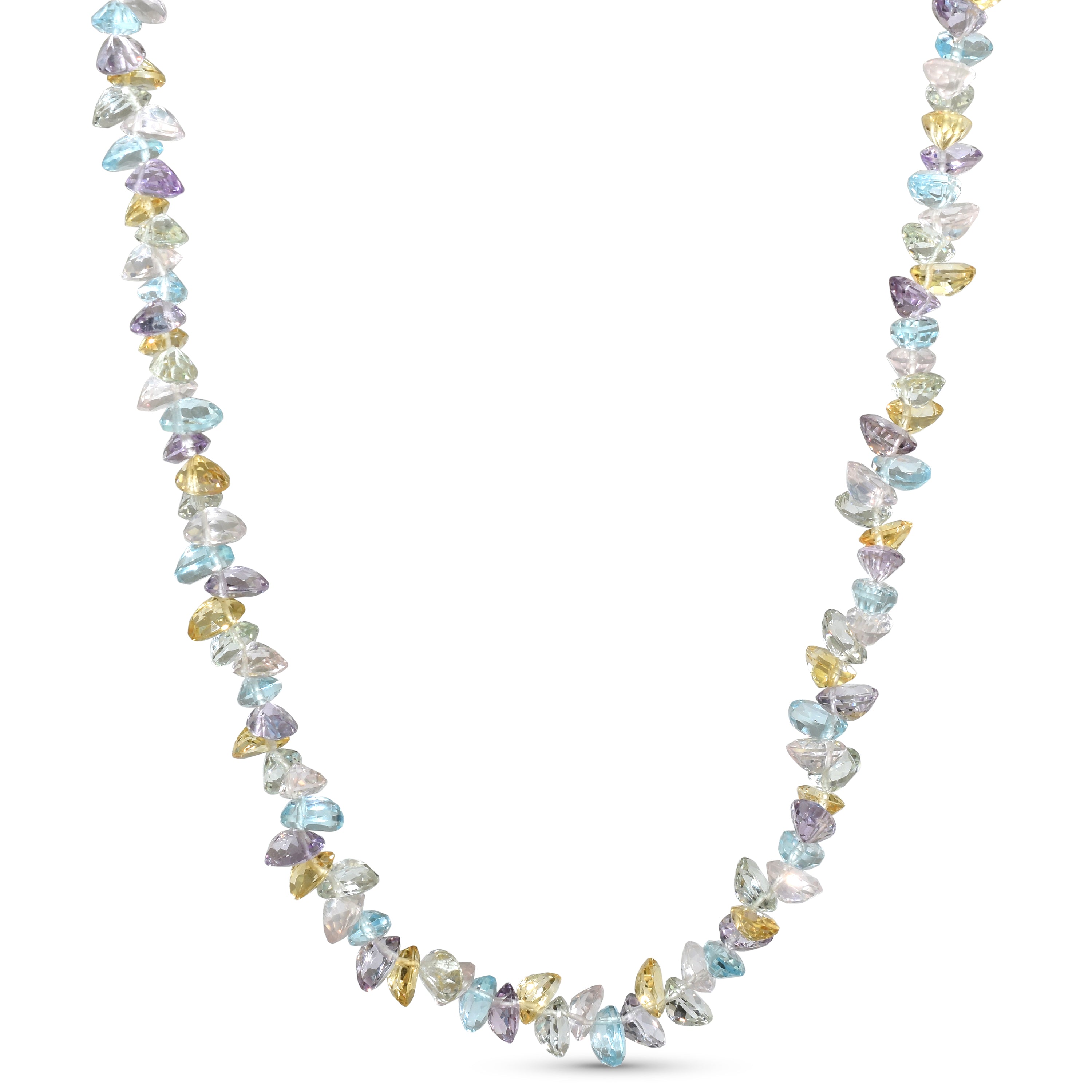 14k Multi Aqua Chip bead Necklace 17-18"