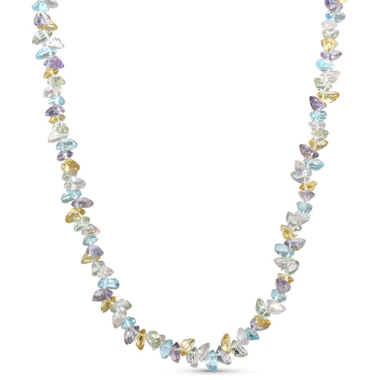 14k Multi Aqua Chip bead Necklace 17-18"