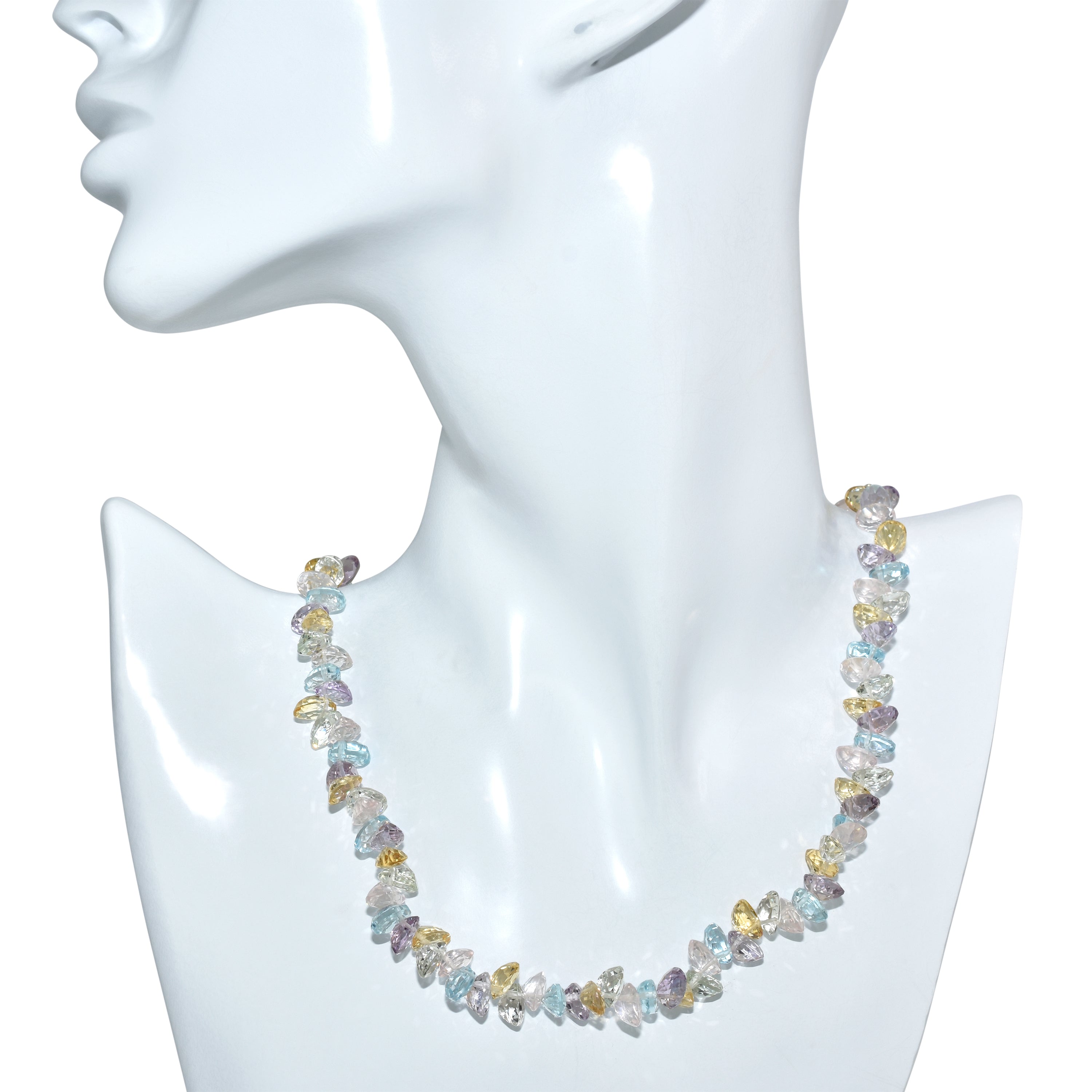 14k Multi Aqua Chip bead Necklace 17-18"