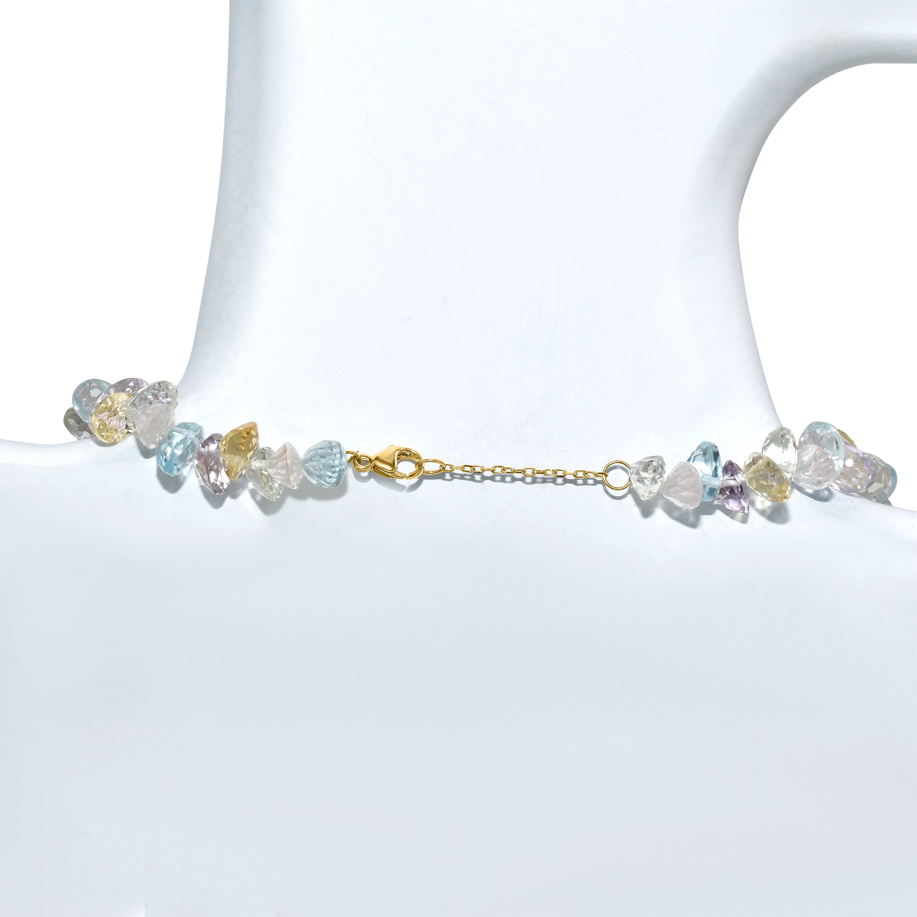 14k Multi Aqua Chip bead Necklace 17-18"