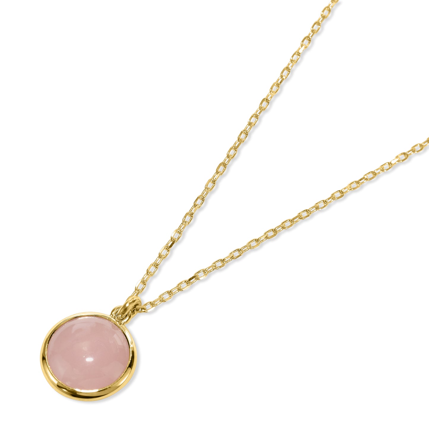 14k Guava Quartz Round Bezel Pend Necklace