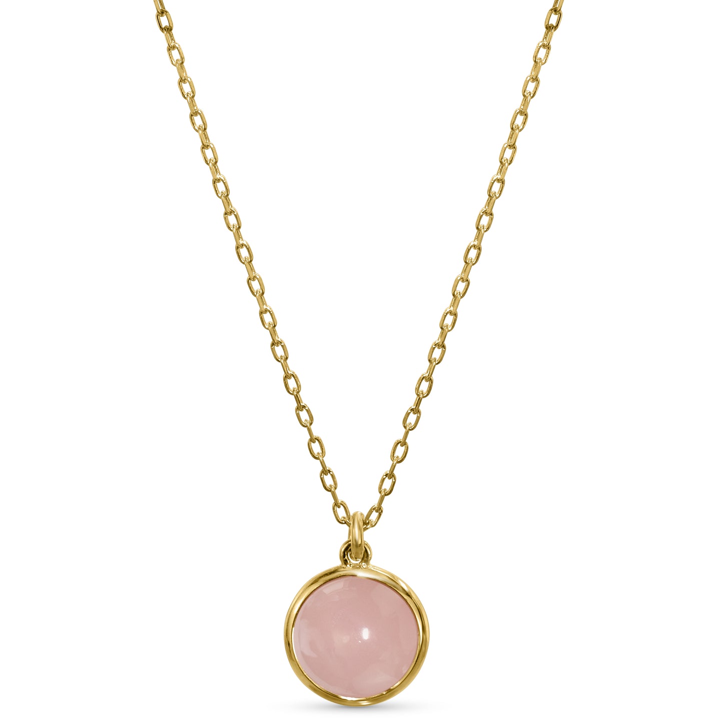 14k Guava Quartz Round Bezel Pend Necklace