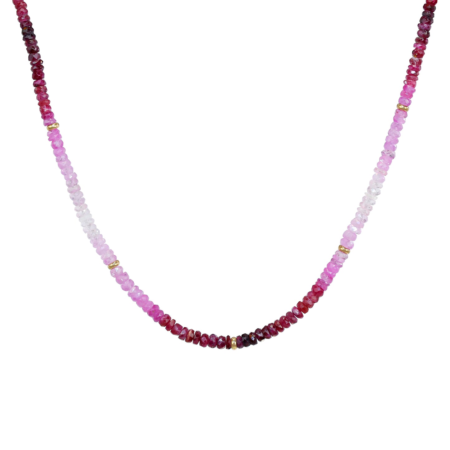 14k Shades of Gemstones and Gold Roundel Necklace