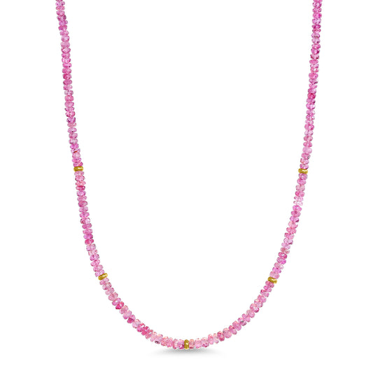 14k Gemstone Gold Roundel Necklace 17"/18" -- BROKEN UP TO INDIVIDUAL PRODUCTS Pink Tourmaline