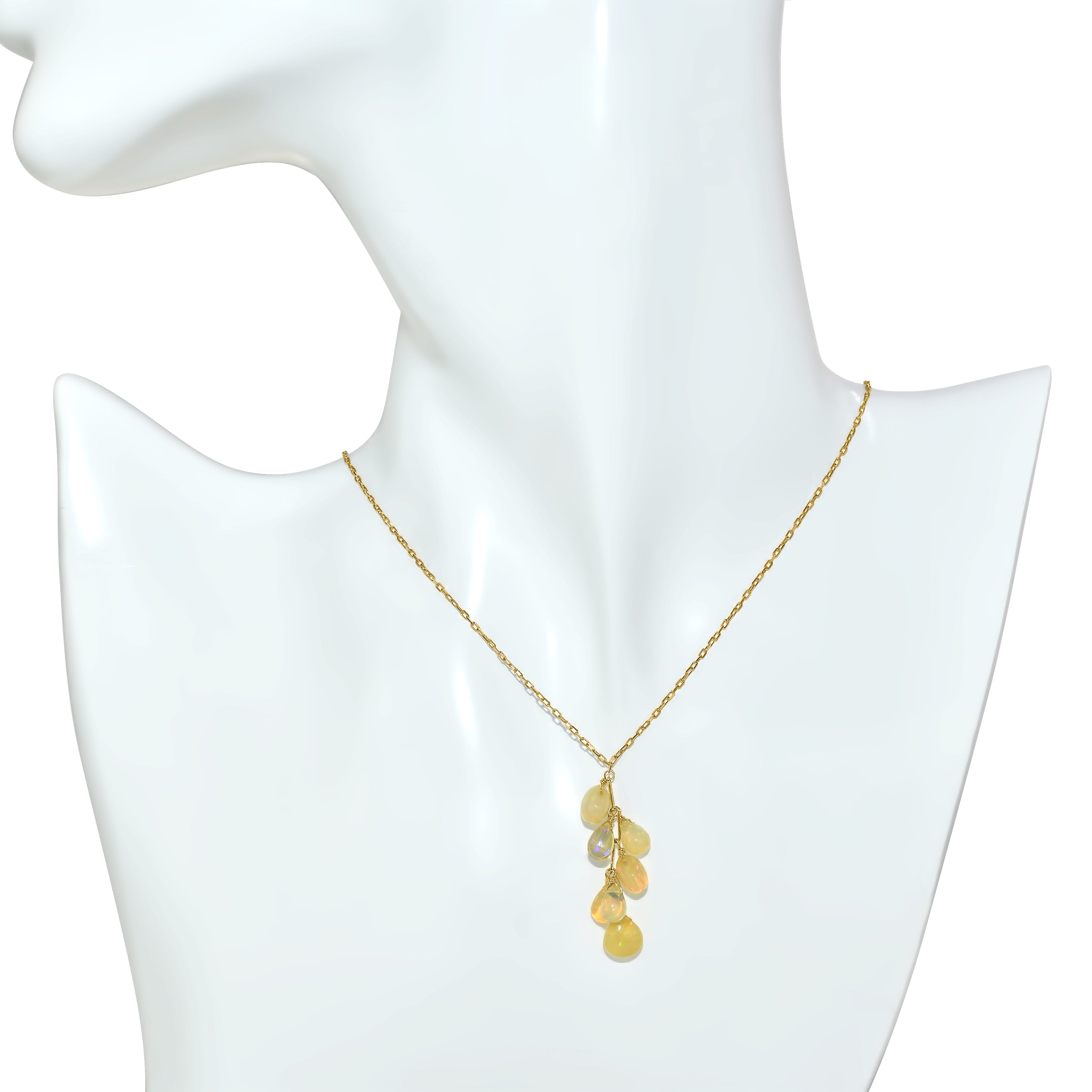 14k Ethiopian Opal Cluster Necklace 17"