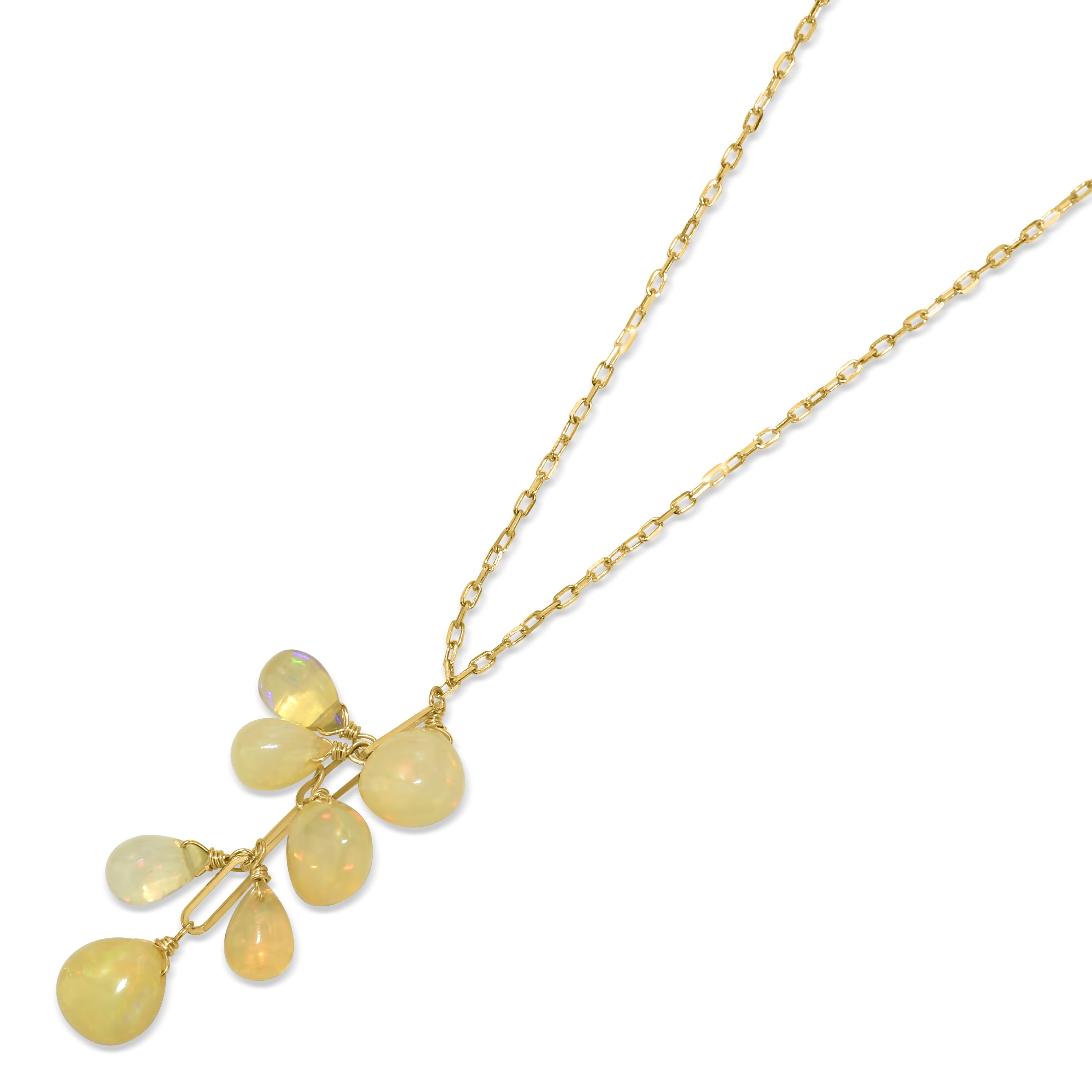 14k Ethiopian Opal Cluster Necklace 17"