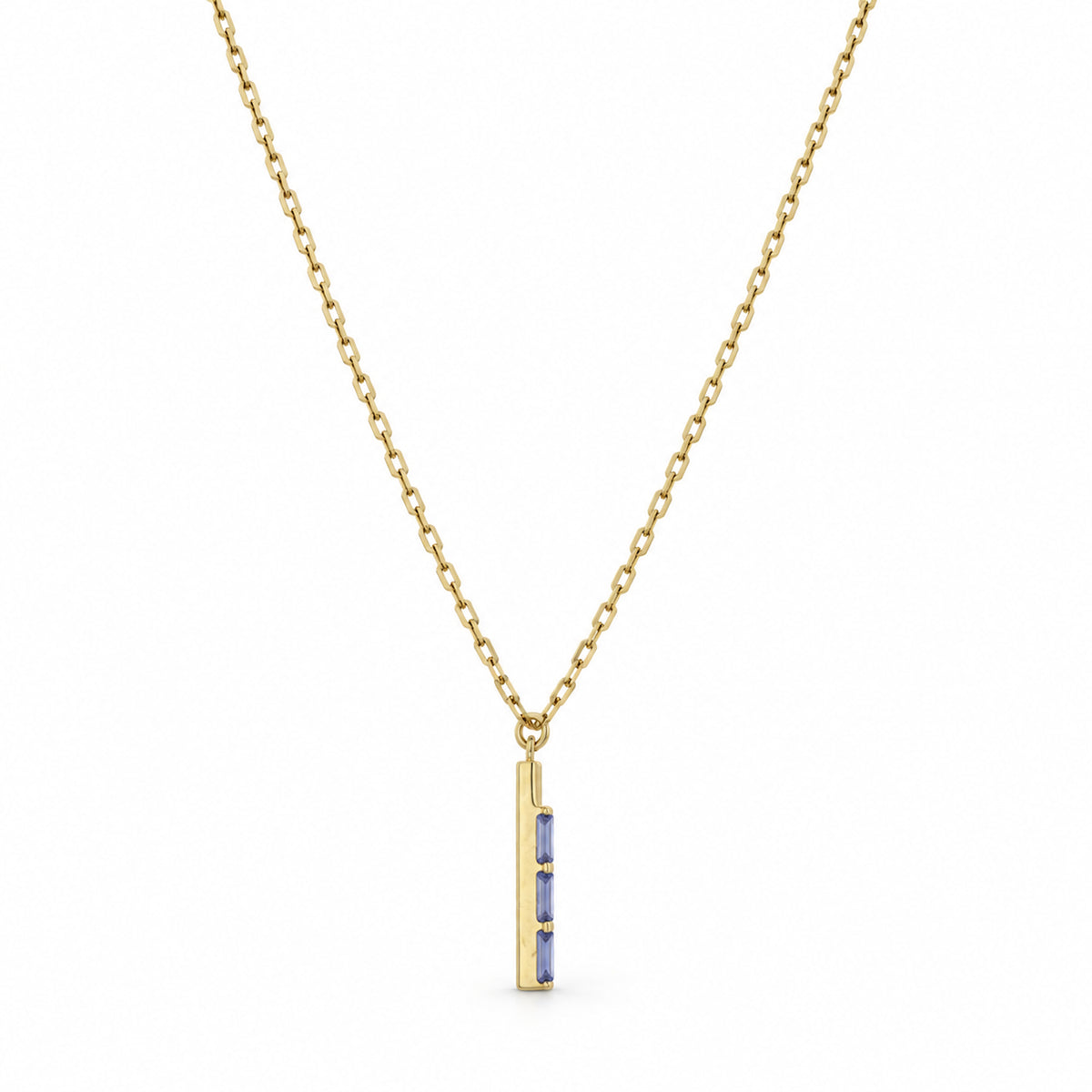 14k Tanzanite Baguette Pendant Necklace