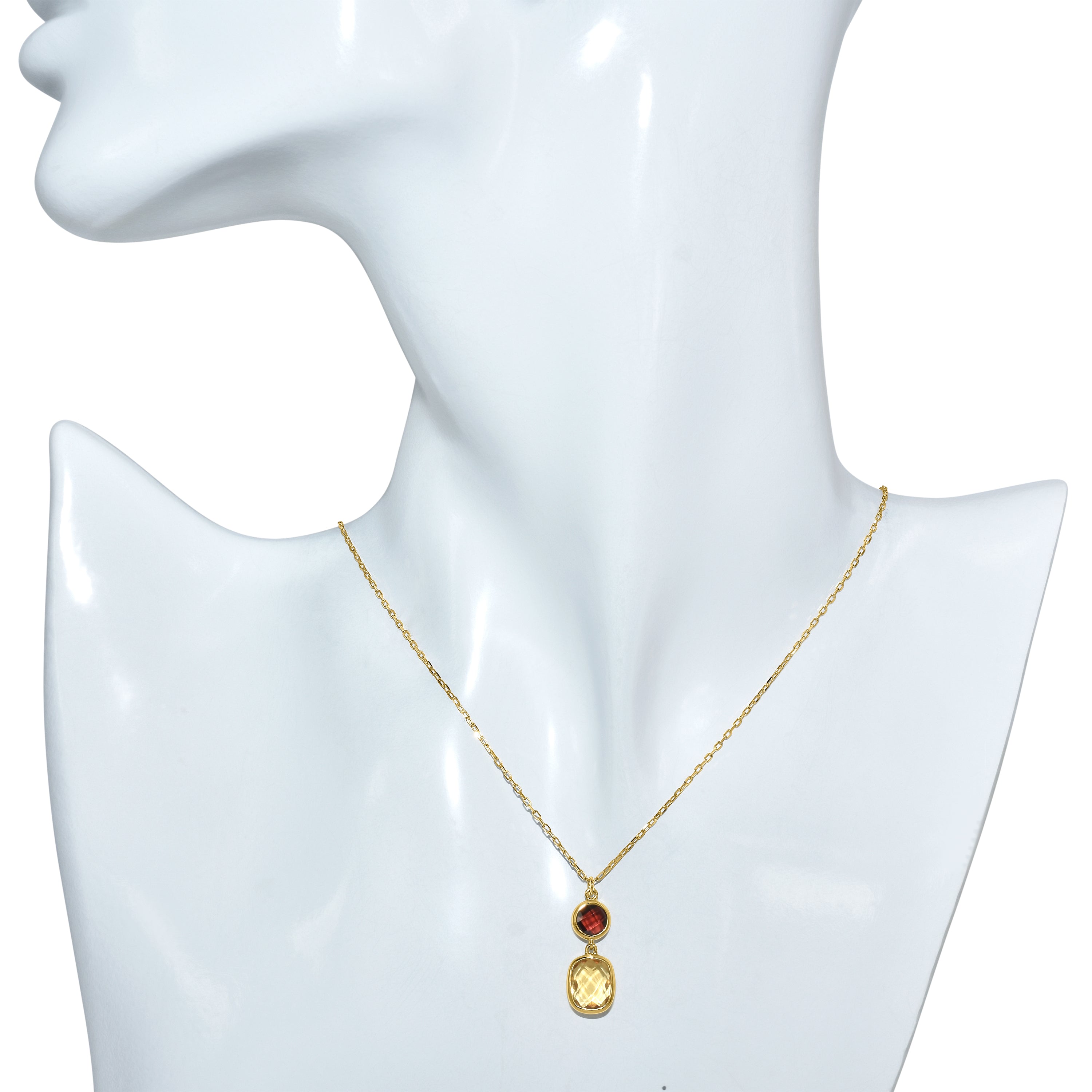 14k Garnet Citrine Pendant Necklace