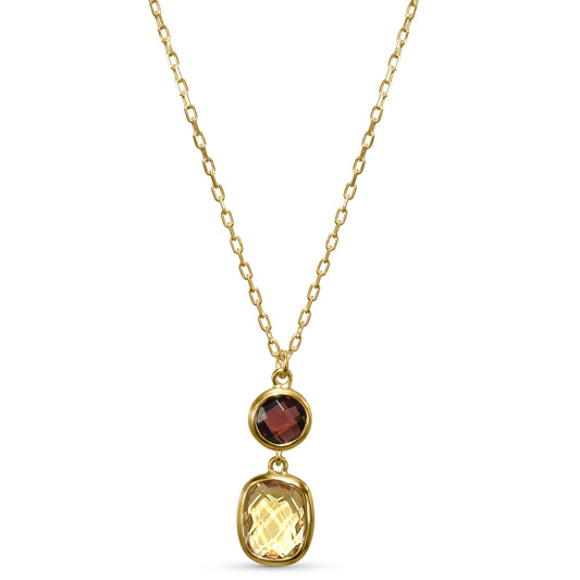 14k Garnet Citrine Pendant Necklace