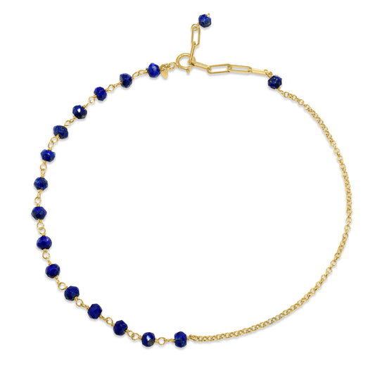 14k Lapis Gold Chain Adjustable Anklet