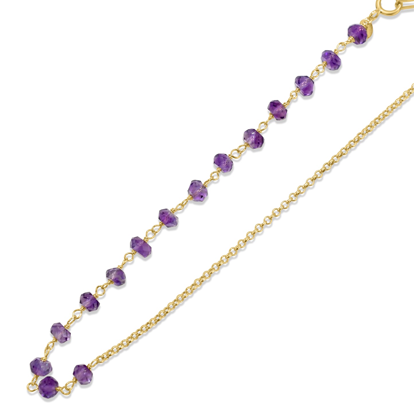 14k Amethyst Gold Chain Adjustable Anklet