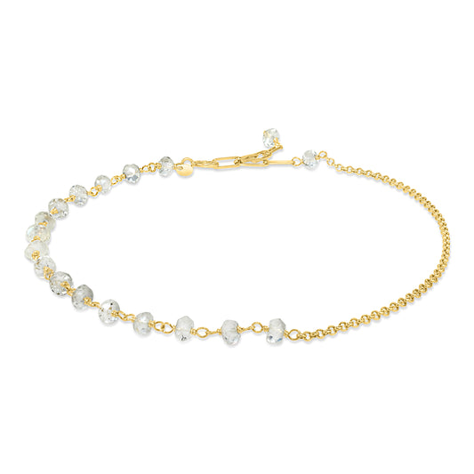 14k White Topaz Gold Chain Adjustable Anklet