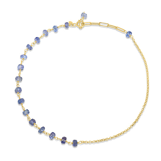 14k Tanzanite Gold Chain Adjustable Anklet