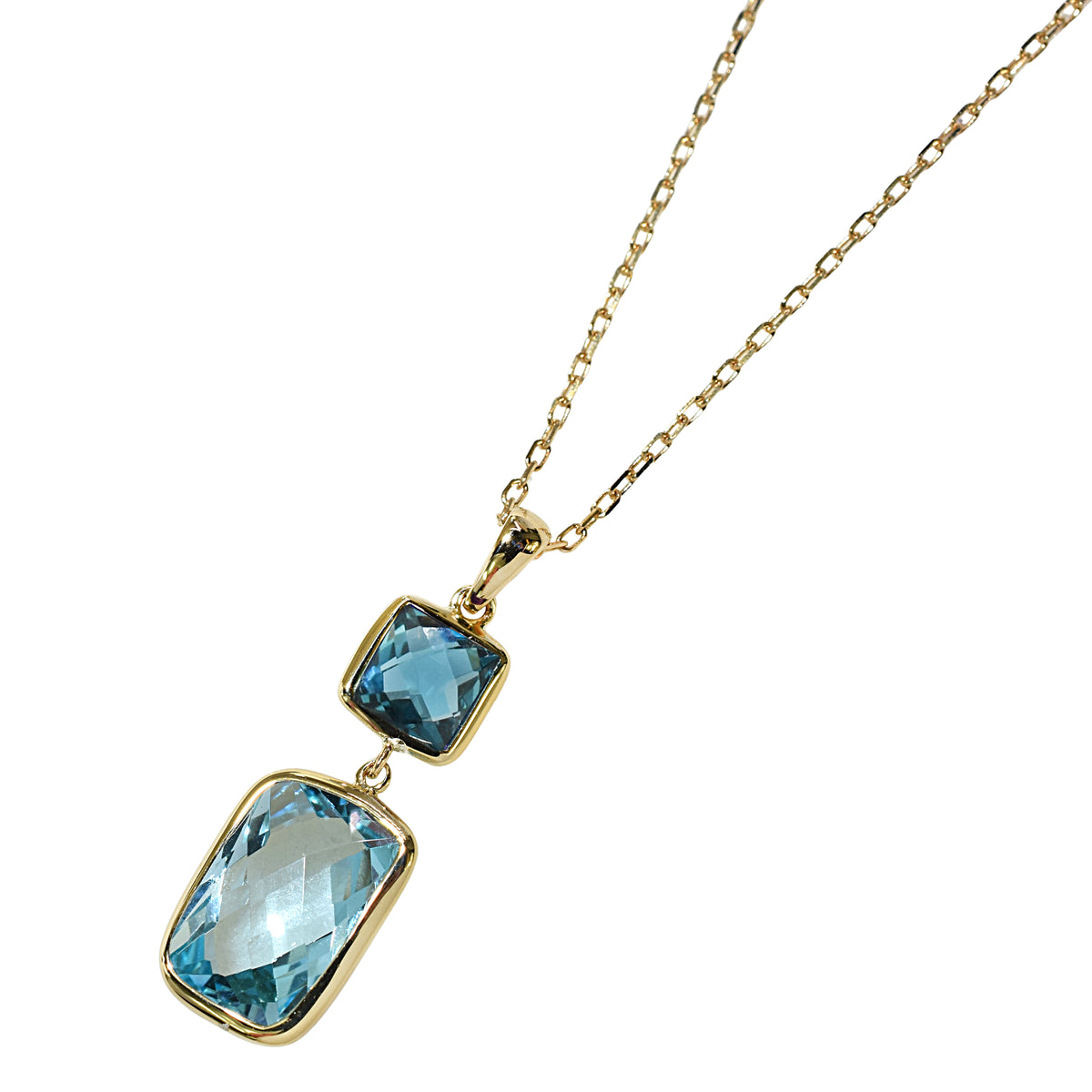14k London & Sky Blue Topaz Pendant Necklace