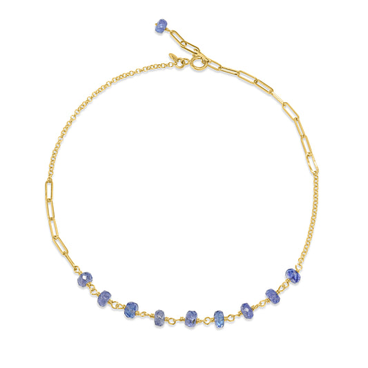 14k Tanzanite Fancy Chain Adjustable Anklet