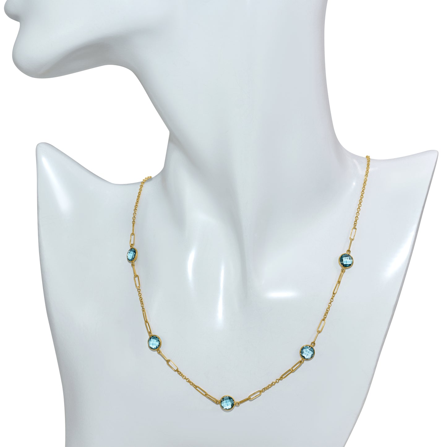 14k Swiss Blue Topaz Fancy Statement Necklace