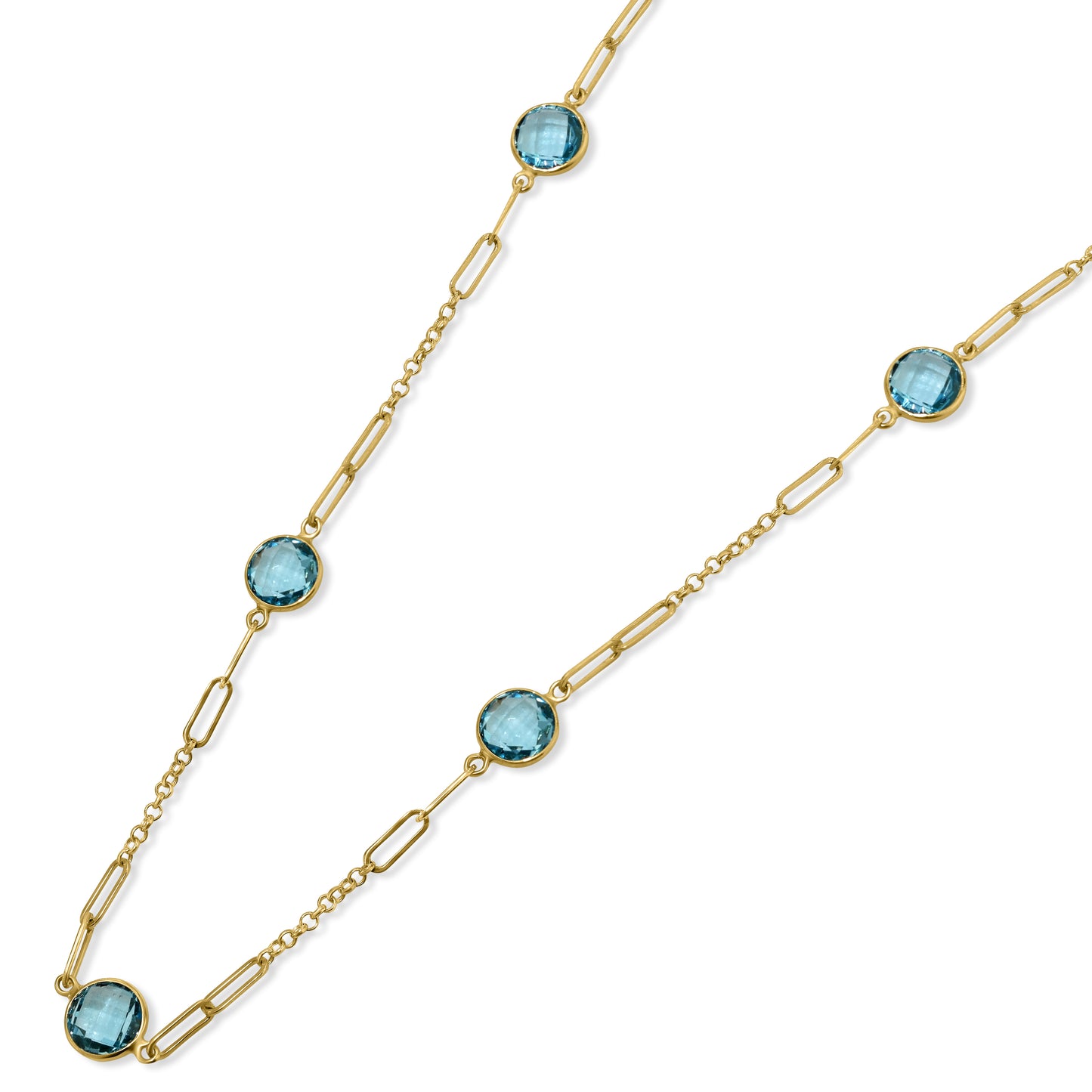 14k Swiss Blue Topaz Fancy Statement Necklace