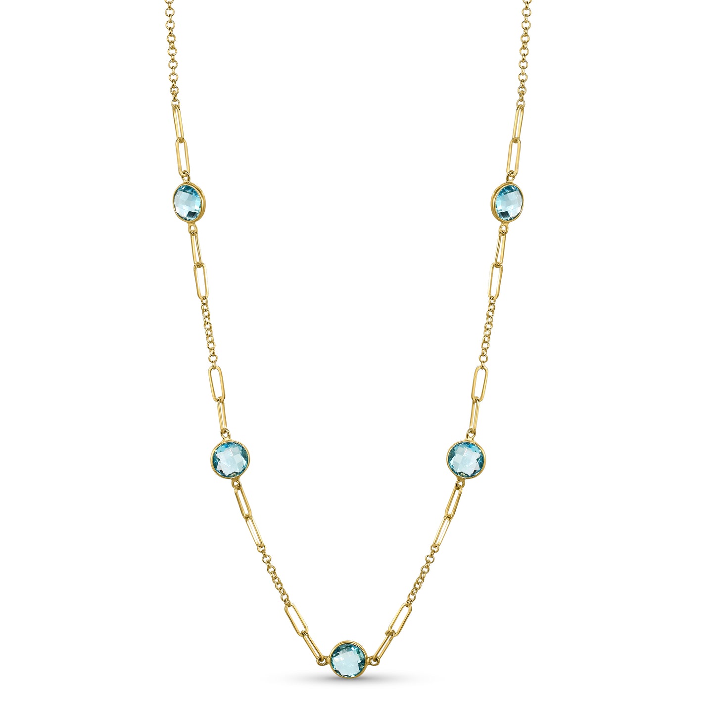 14k Swiss Blue Topaz Fancy Statement Necklace