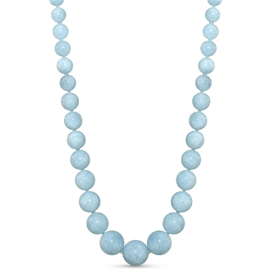 14k Aqua Graduated Beads Knotted Necklace