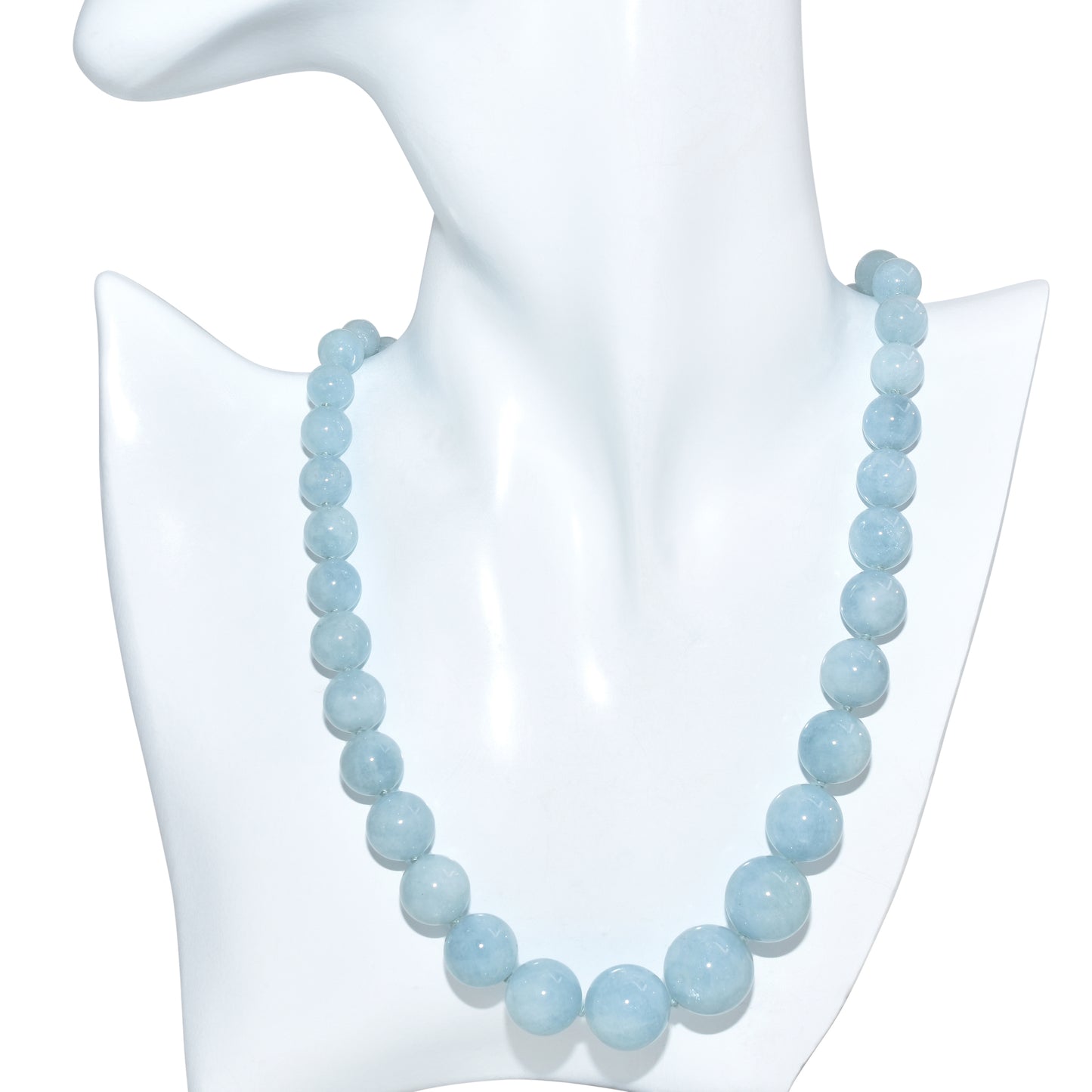 14k Aqua Graduated Beads Knotted Necklace