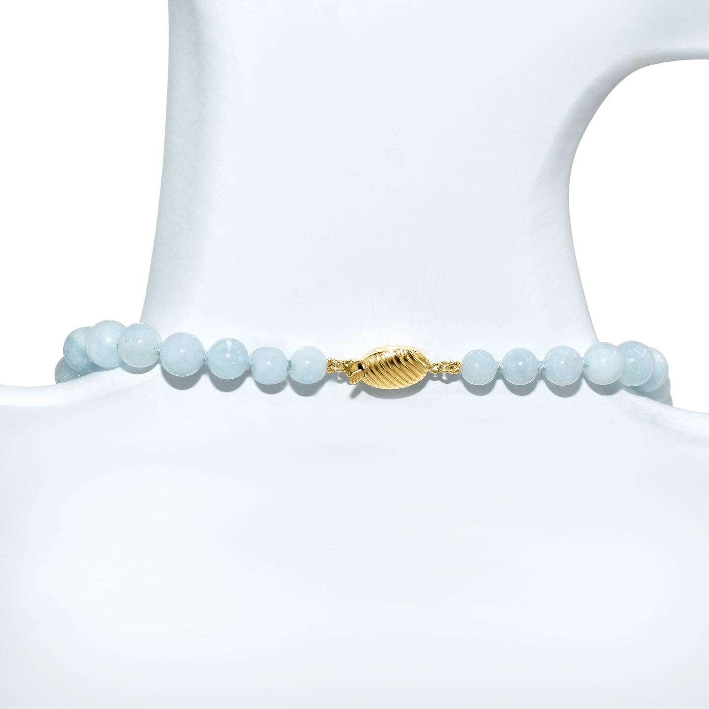 14k Aqua Graduated Beads Knotted Necklace