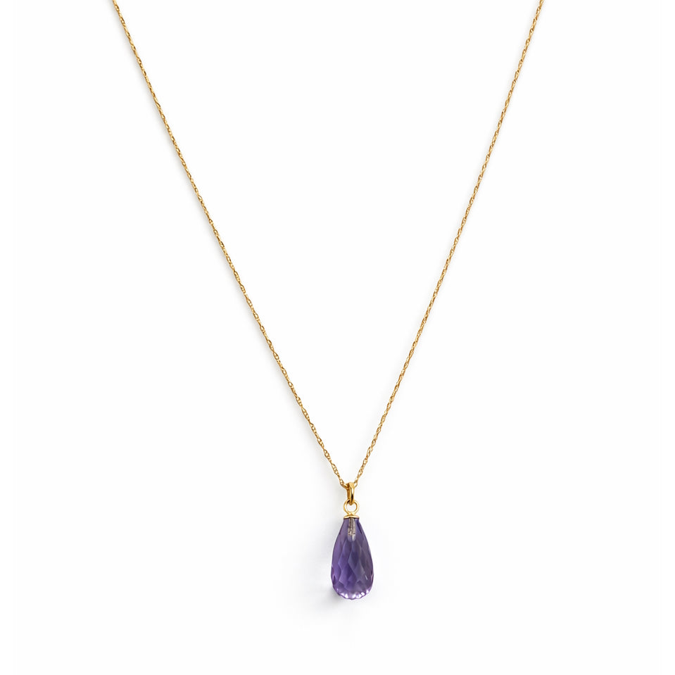 14k Amethyst Drop Necklace