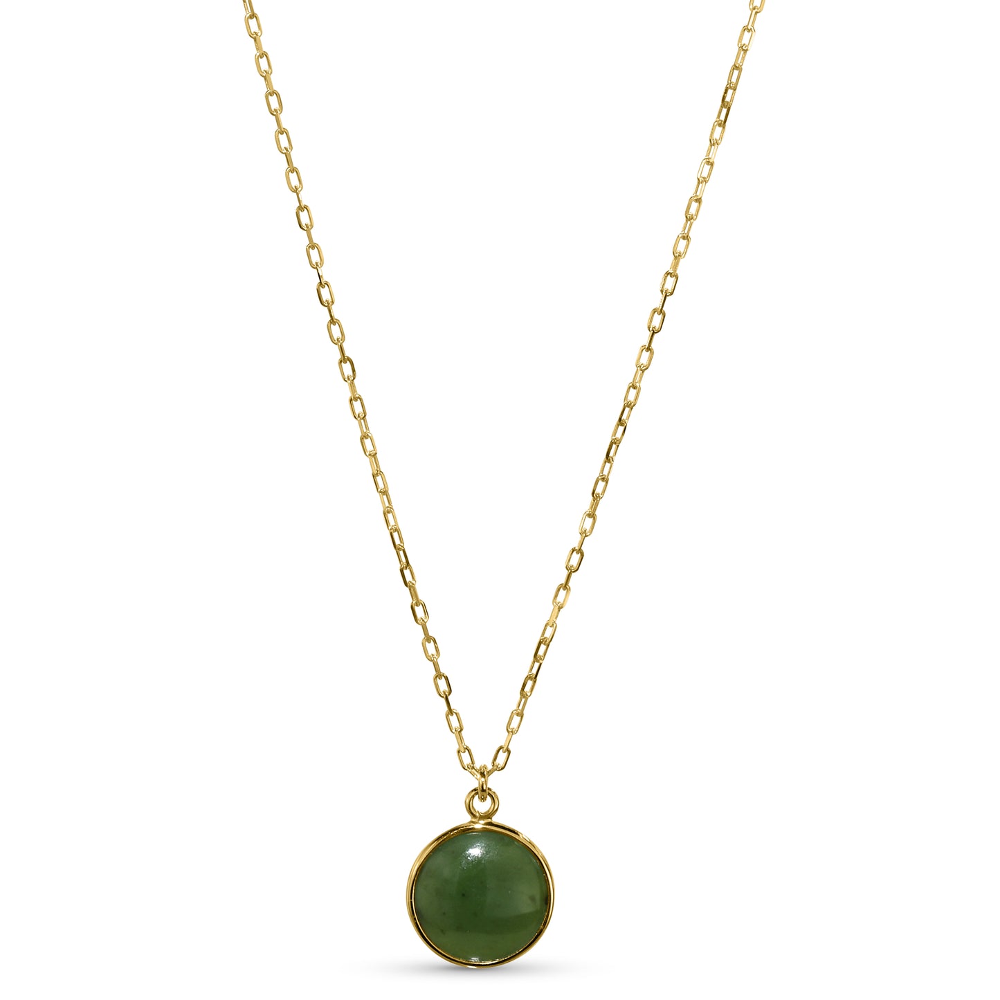 14k Nephrite Jade Round Pendant Necklace