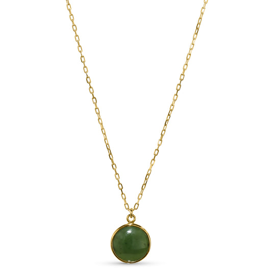 14k Nephrite Jade Round Pendant Necklace