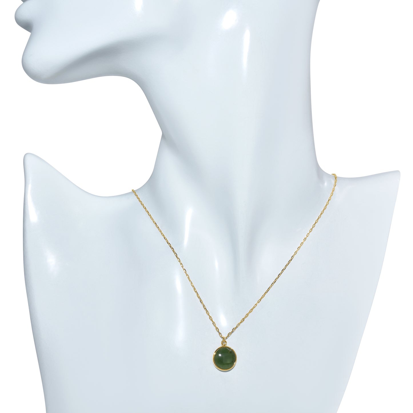 14k Nephrite Jade Round Pendant Necklace