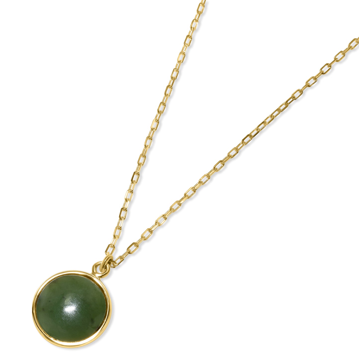 14k Nephrite Jade Round Pendant Necklace