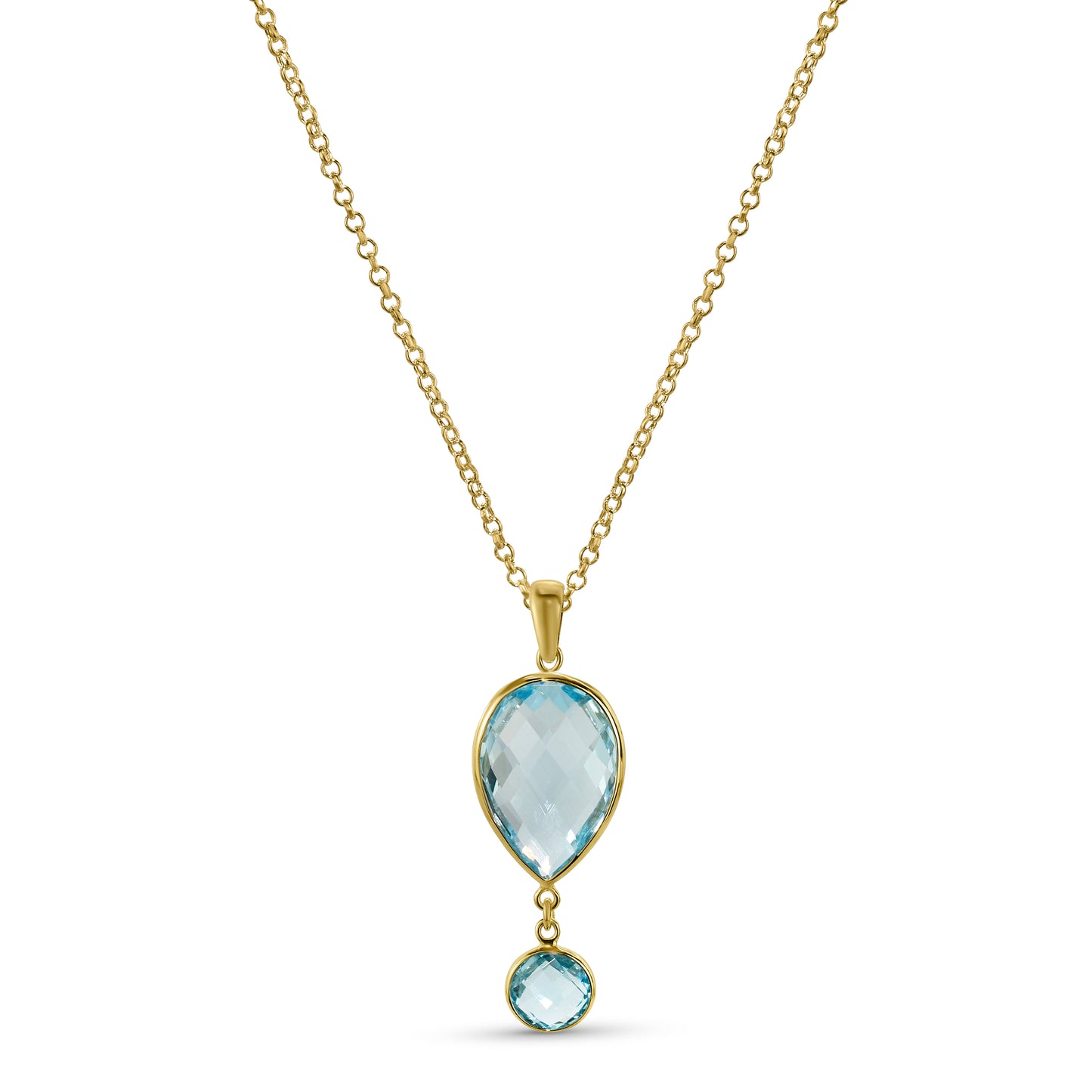 14K Sky & Swiss Blue Topaz Pendant Necklace 17"