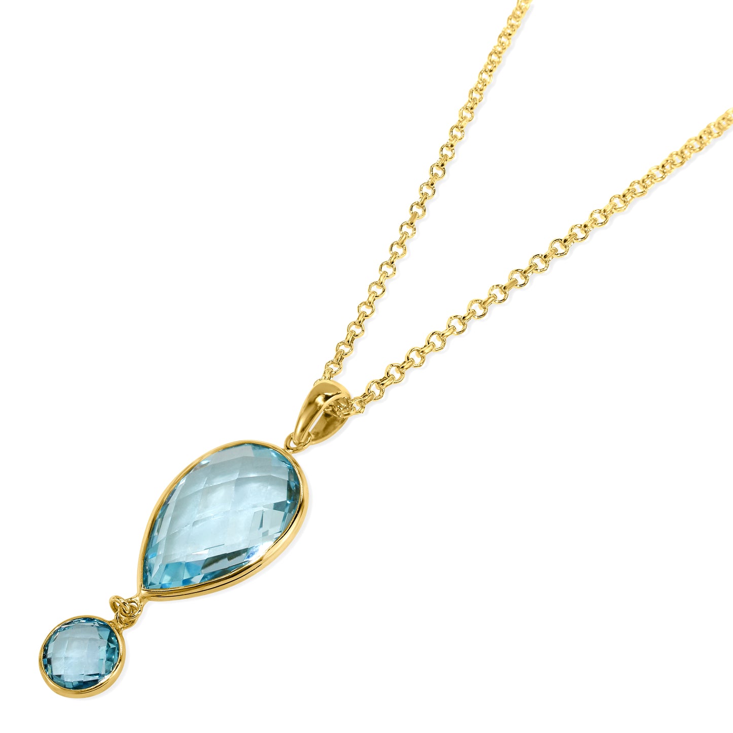 14K Sky & Swiss Blue Topaz Pendant Necklace 17"