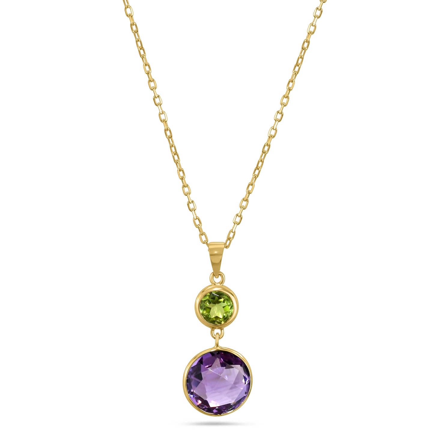 14k Peridot Amethyst Pendulum Necklace