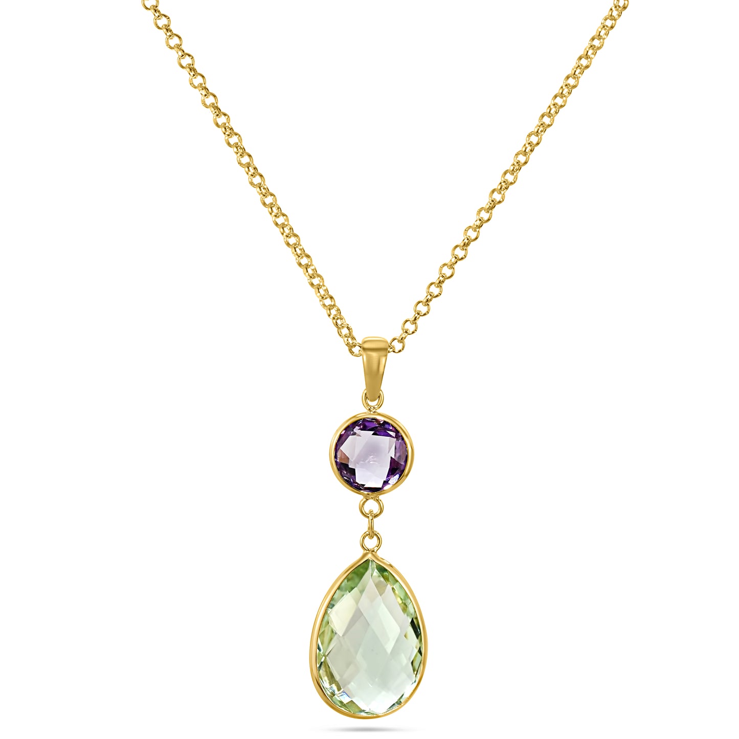 14k Purple/Green Amethyst Pendant Necklace