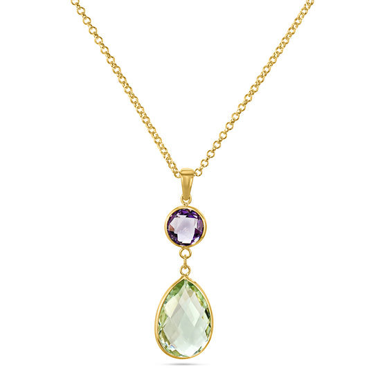 14k Purple/Green Amethyst Pendant Necklace