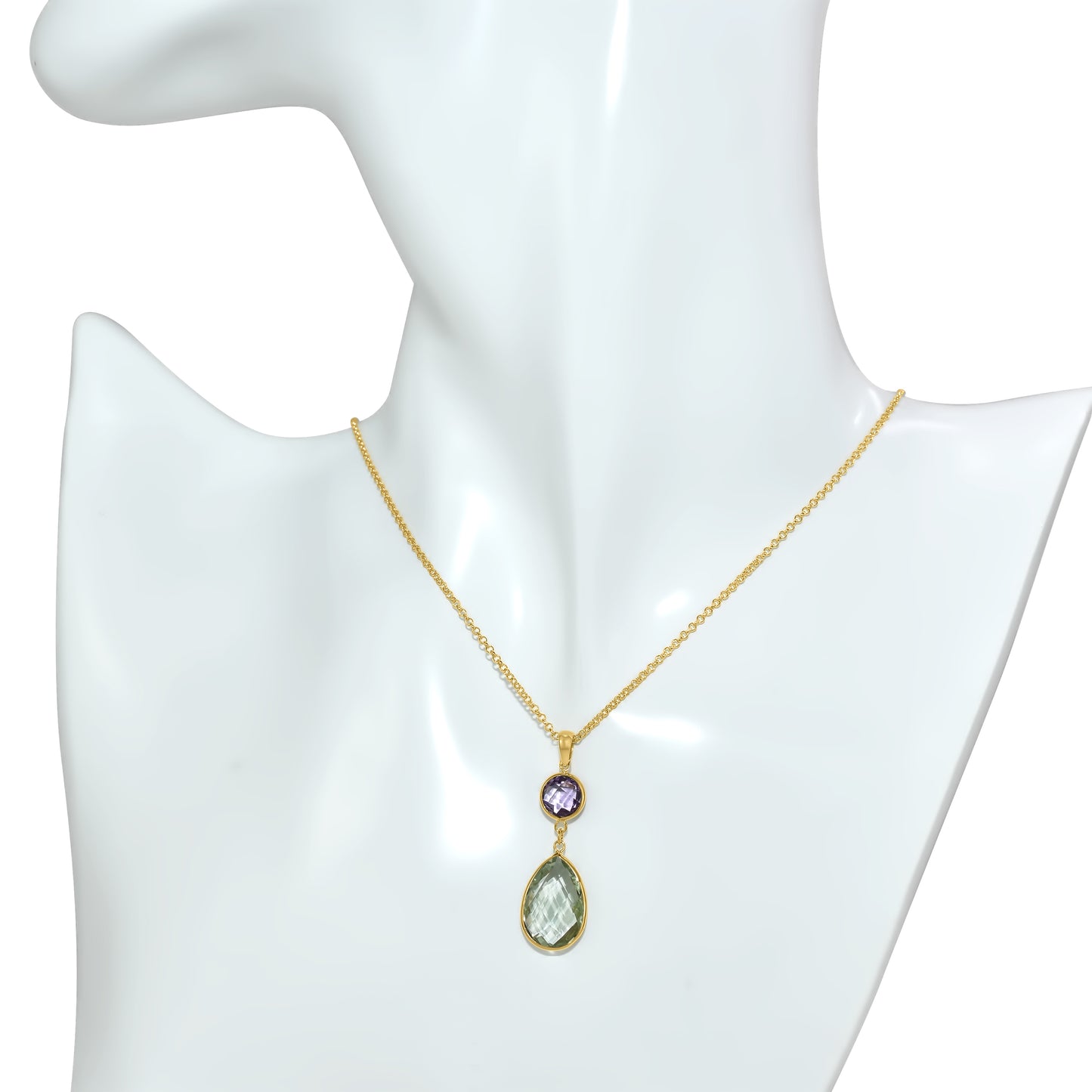 14k Purple/Green Amethyst Pendant Necklace