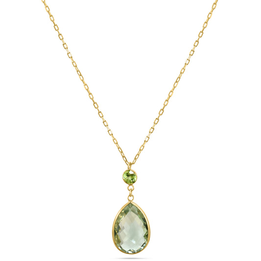 14k Green Amethyst Pendant Necklace