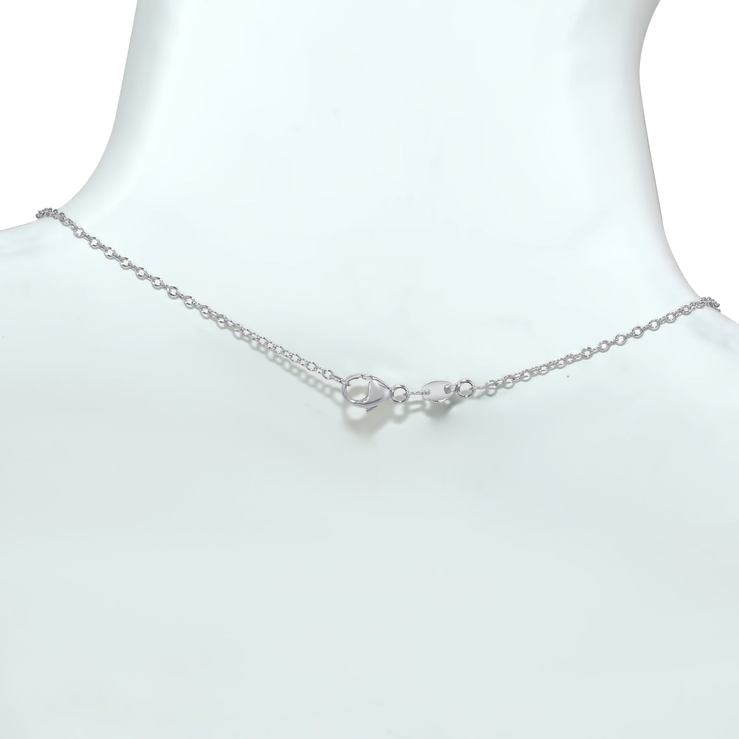 14k White Gold Blue Topaz Square Bar Pendant Necklace