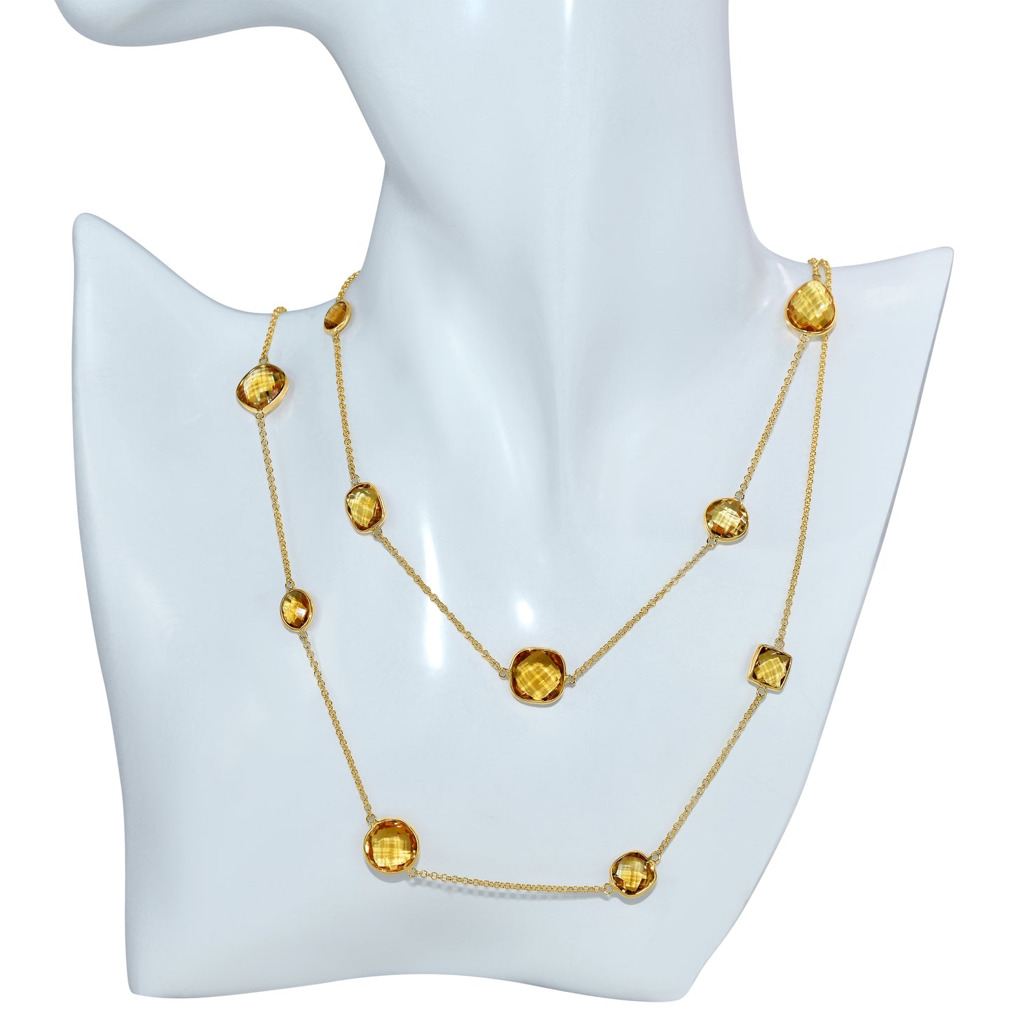 14k Citrine Mixed Shape 15 Bezel Necklace