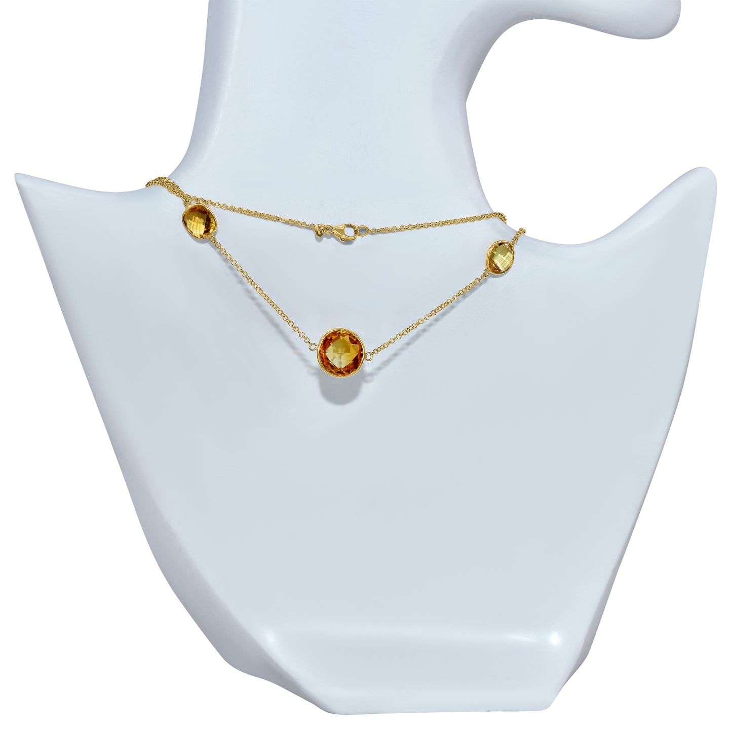 14k Citrine Mixed Shape 15 Bezel Necklace