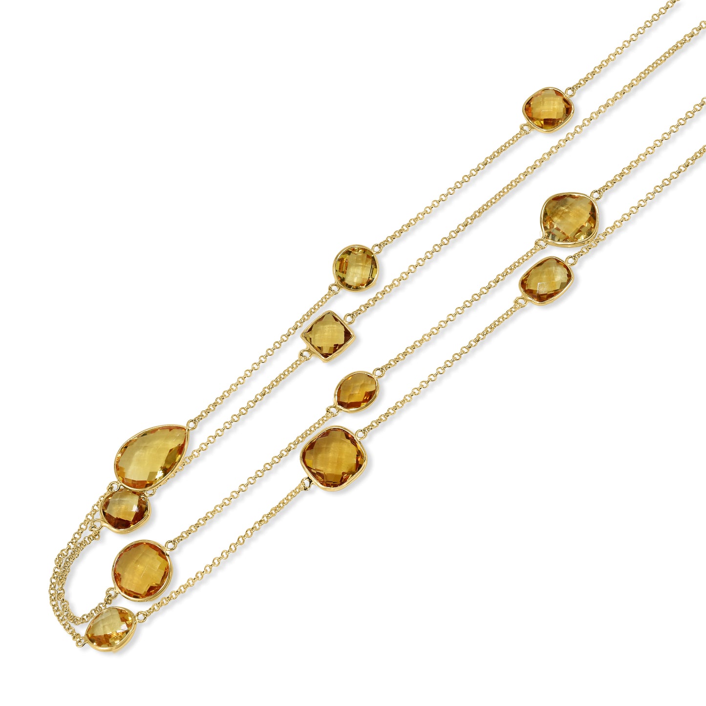 14k Citrine Mixed Shape 15 Bezel Necklace