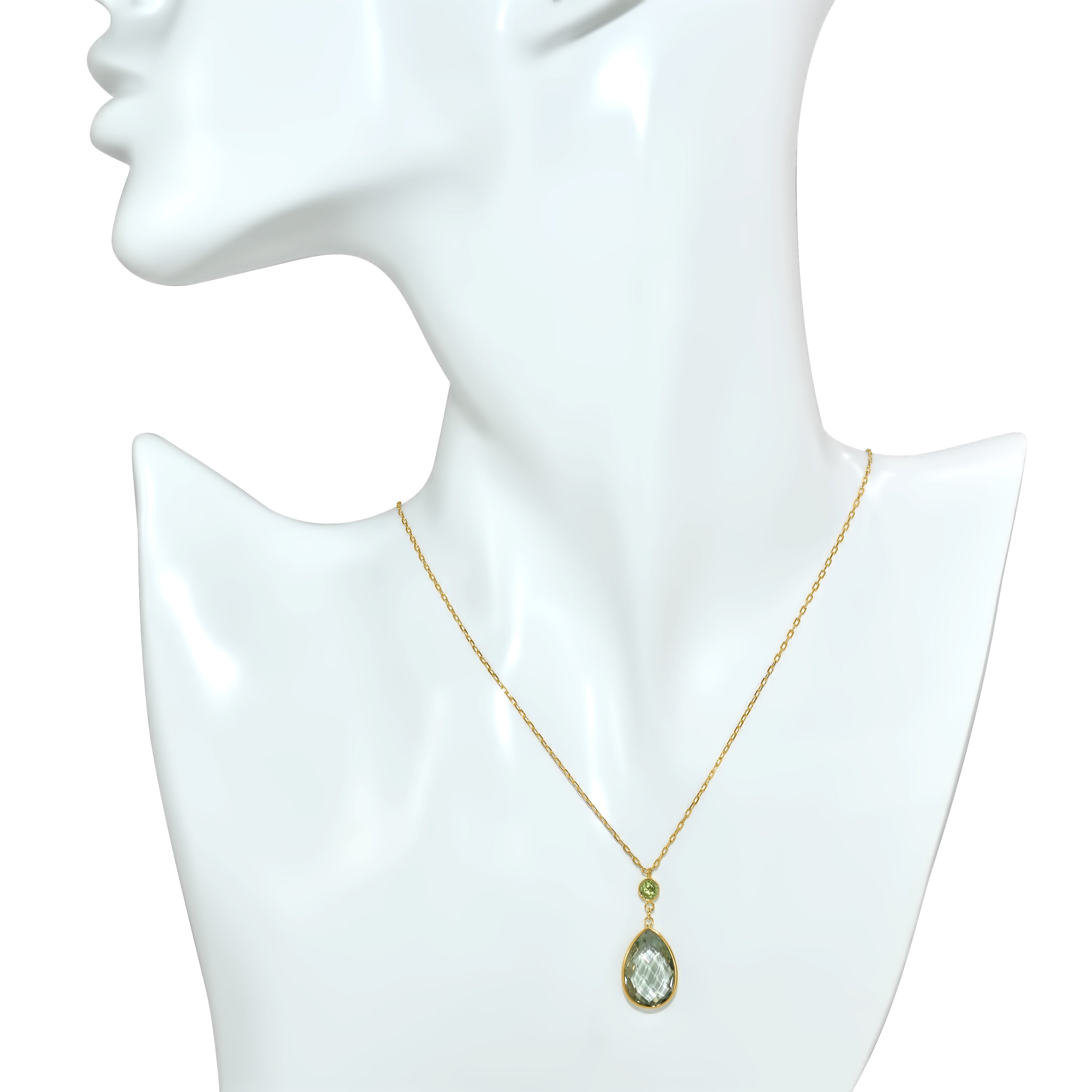 14k Peridot Green Amethyst Pendant Necklace